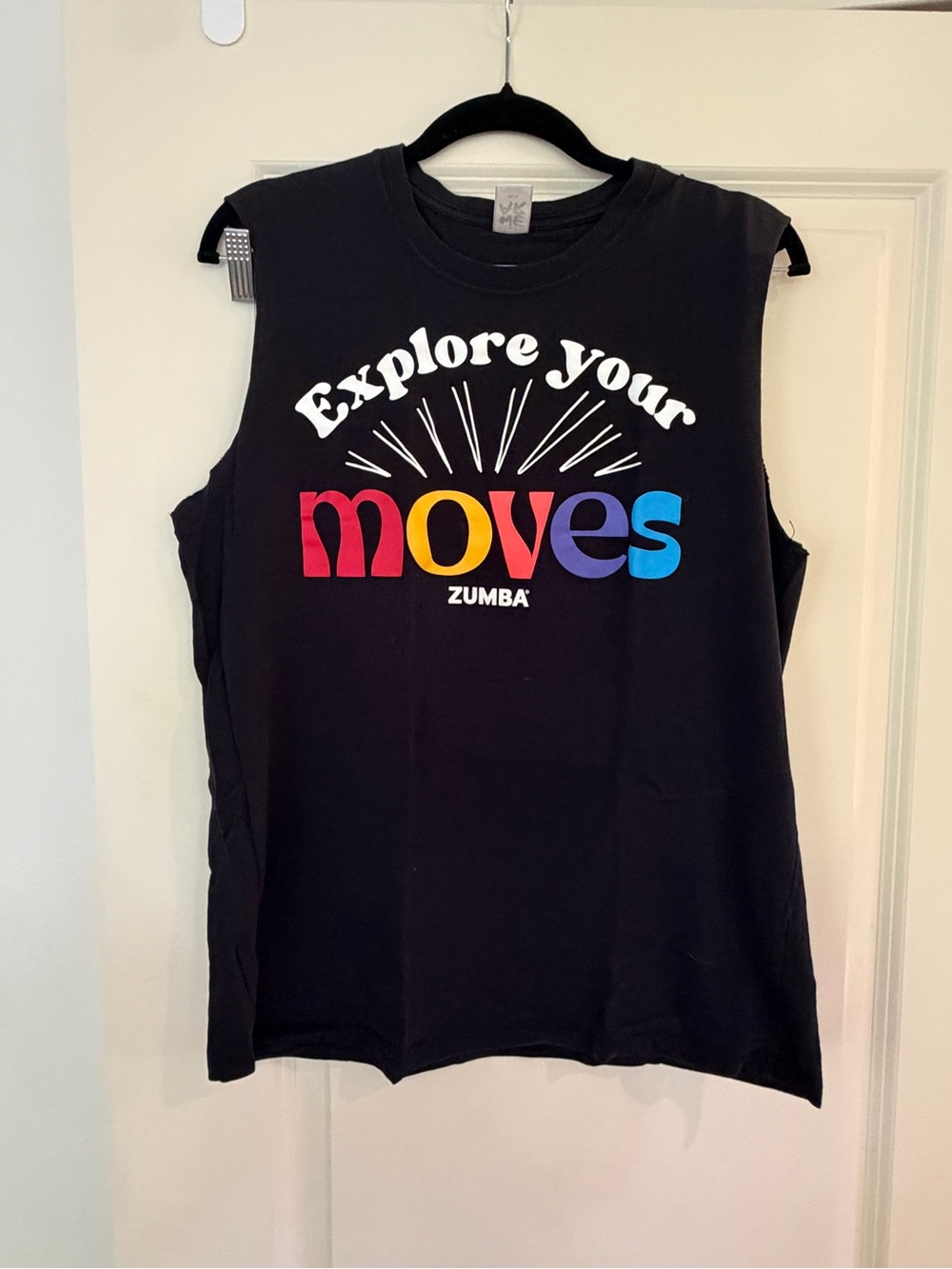Zumba "Explore Your Moves" Black Graphic Muscle Instructor Tee